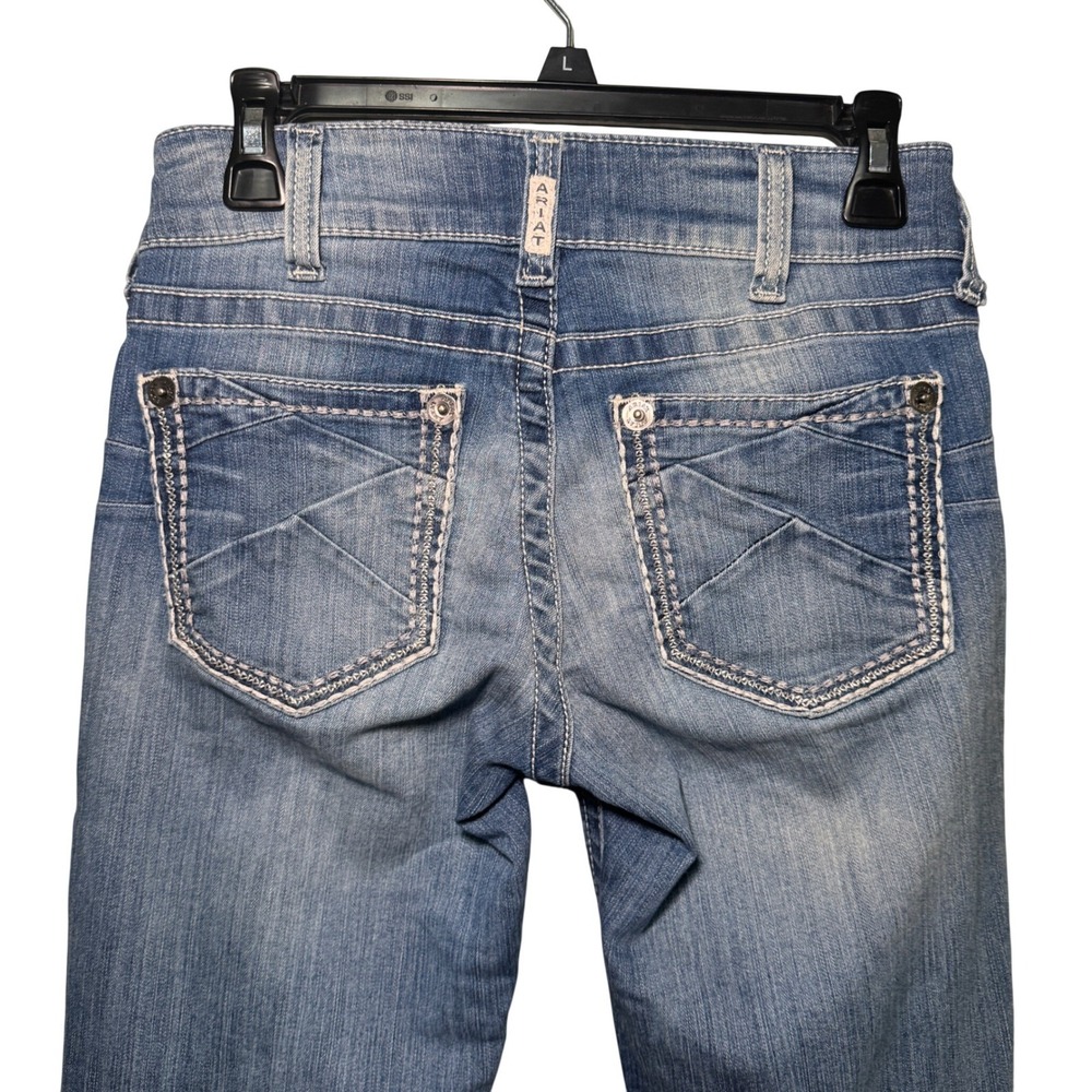 Ariat REAL Denim Womens 28R Straight Leg Jeans Medium Wash Distressed R.E.A.L. - Picture 3 of 9
